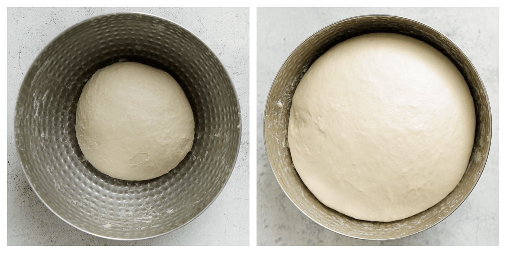 Deeg kneden en laten rijzen tot het in opvang is verdubbeld