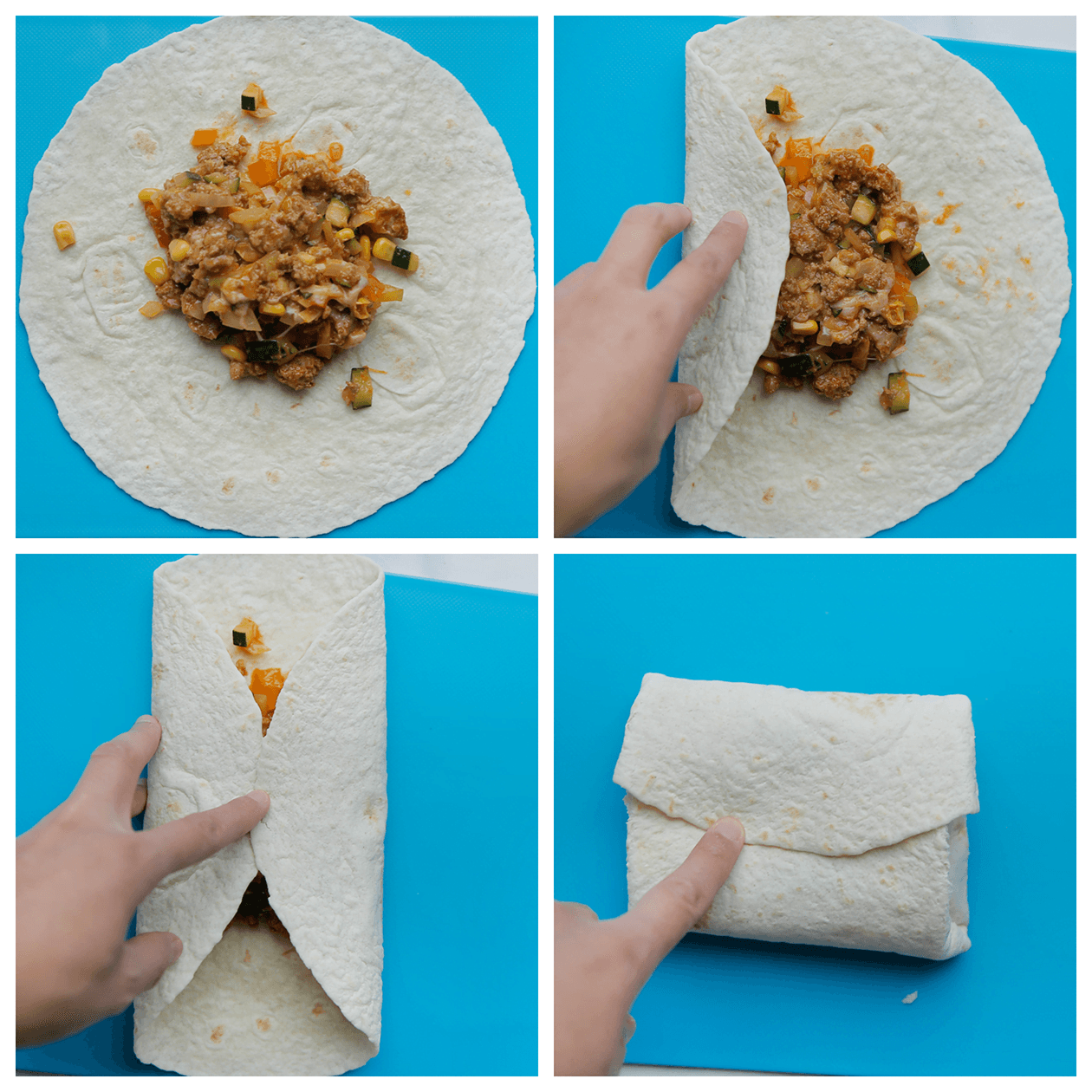 Gehaktpakketje dichtvouwen