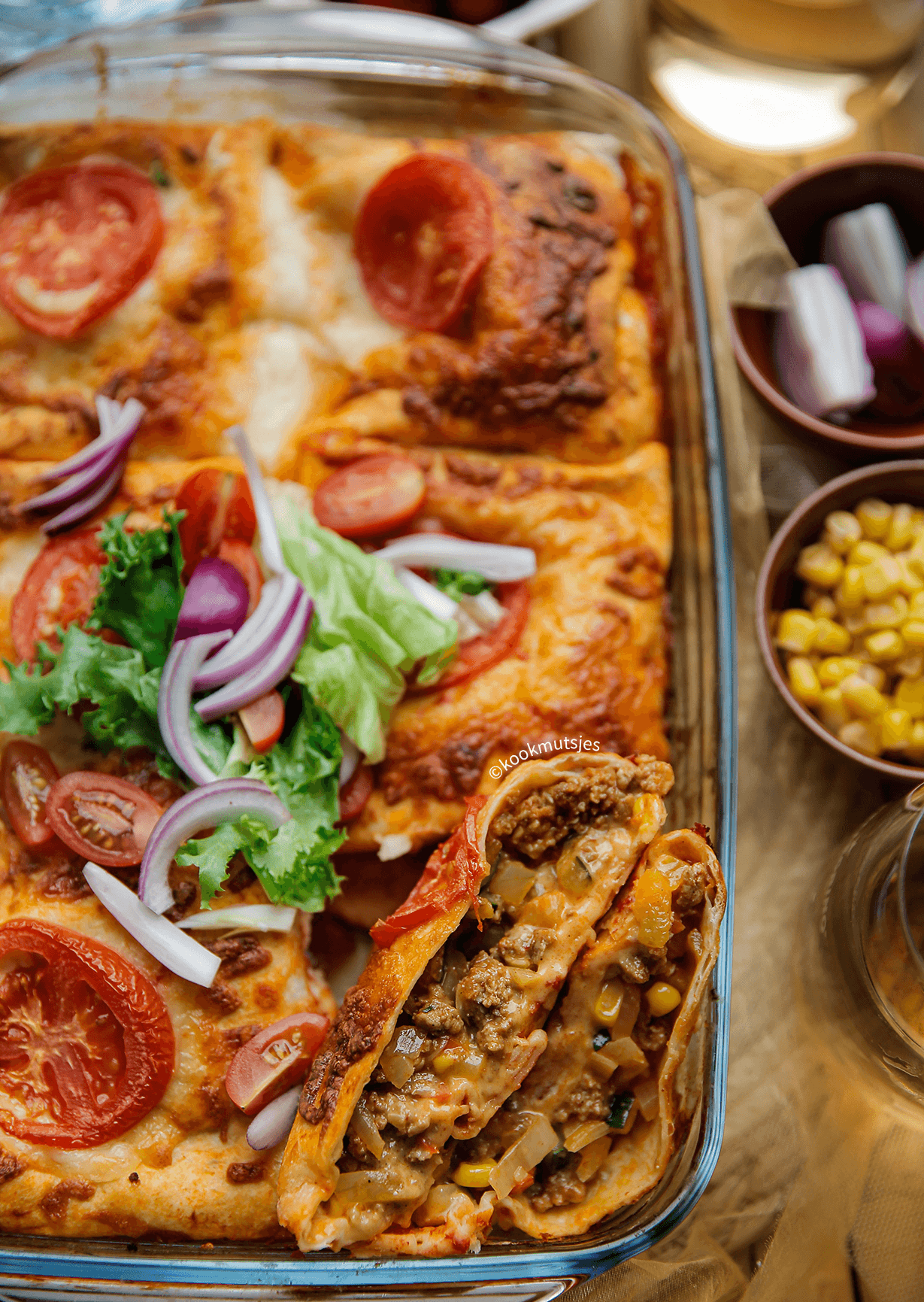 Gehaktpakketjes in tomatensaus eindresultaat