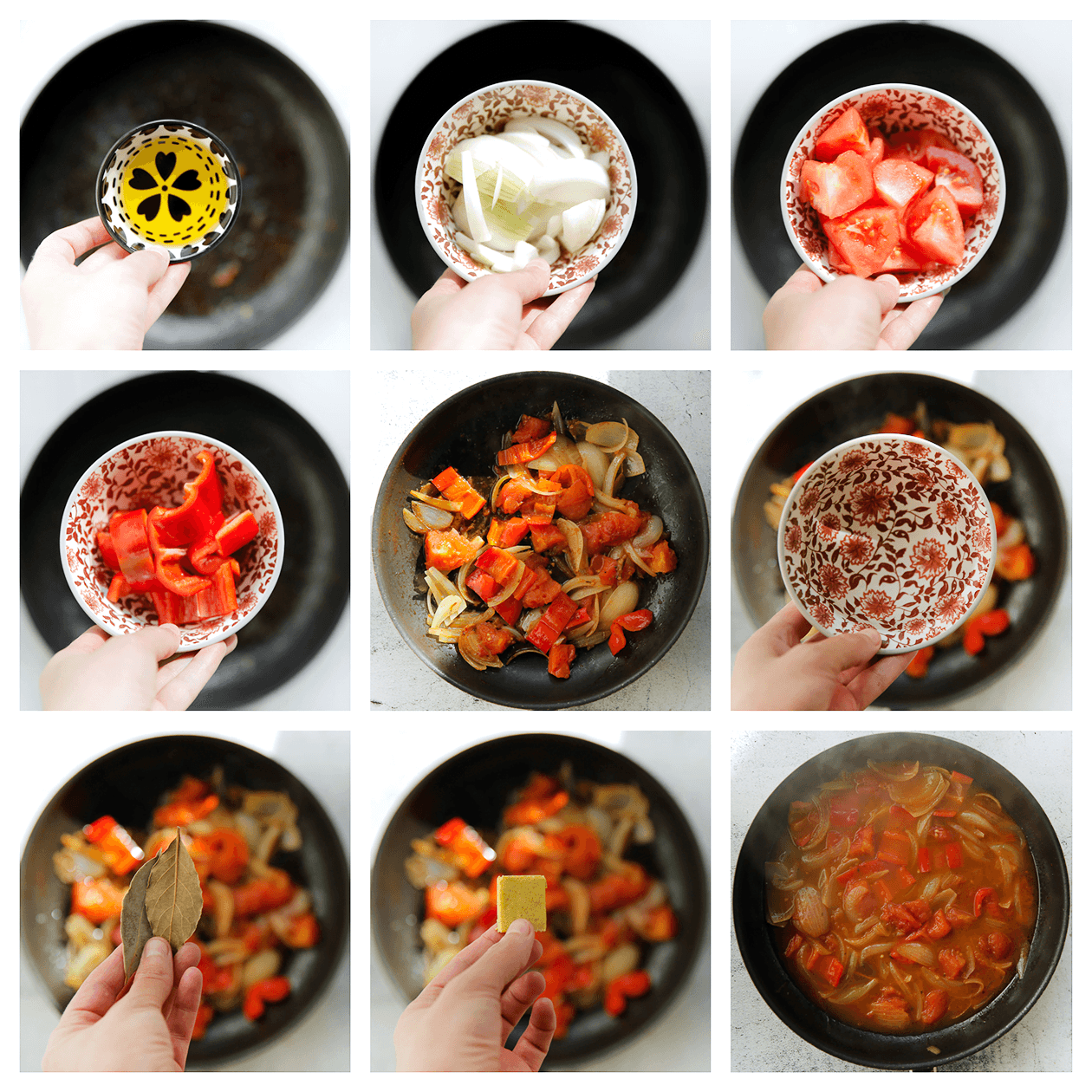 Groenten zacht bakken en dan koken in een watersausje