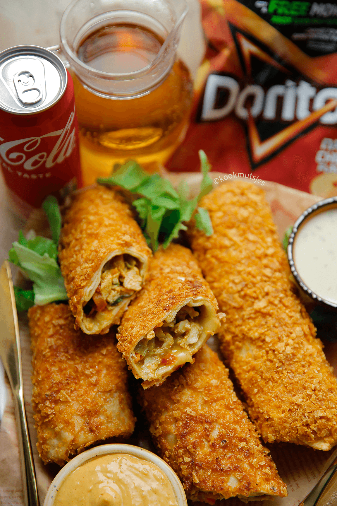 Krokante doritos wraps met kip Kookmutsjes