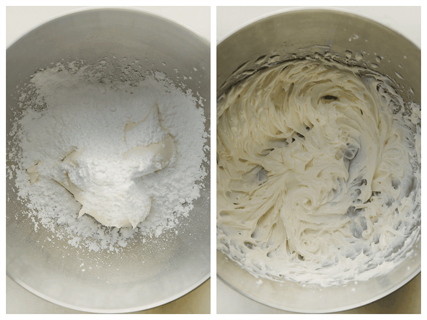 Mascarpone mixen met poedersuiker tot een geheel