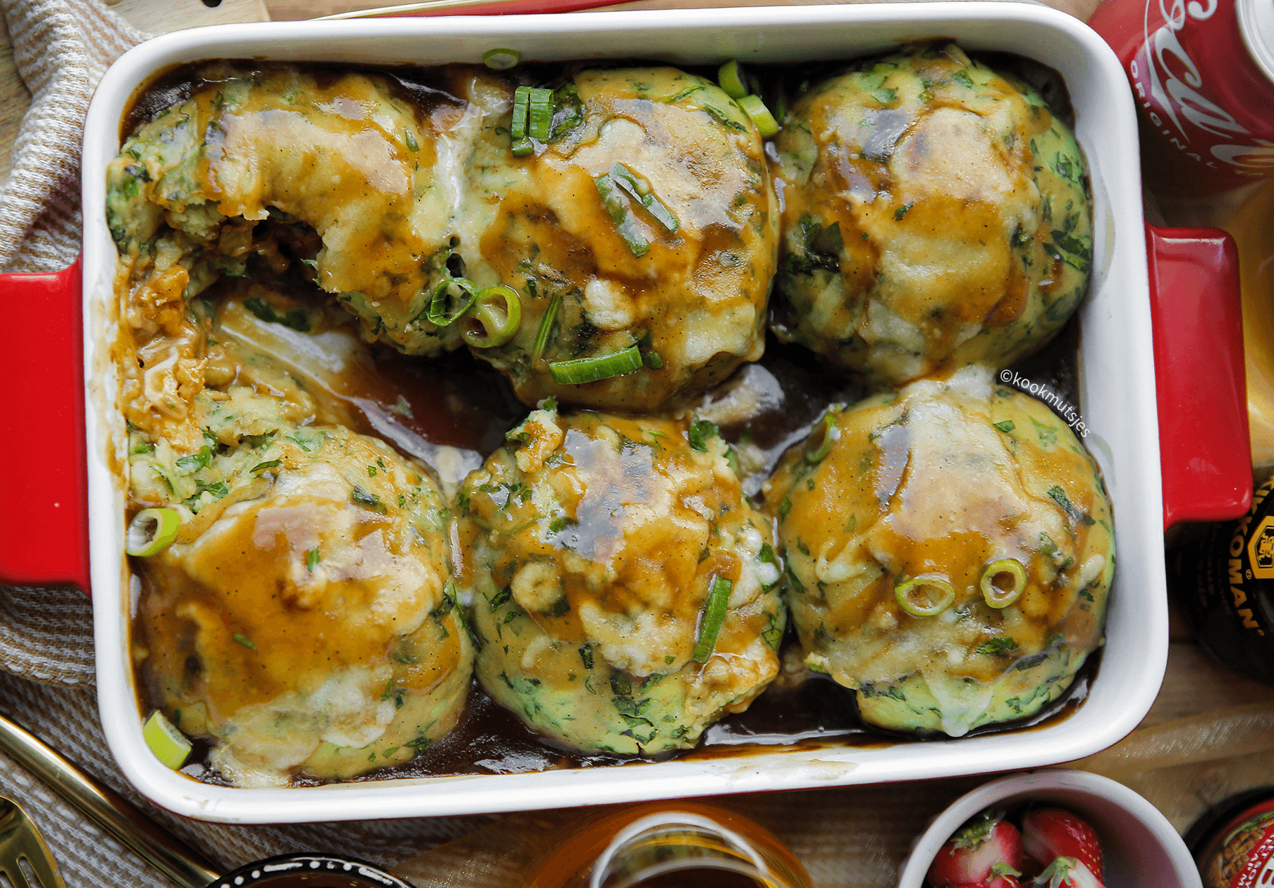 Spinazie-aardappelbollen met kip Kookmutsjes