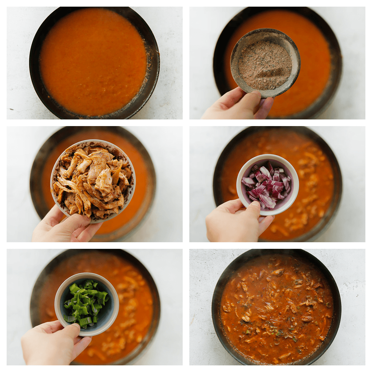 Tomatenmengsel koken met het kruidenmengsel, kippendijen en groenten