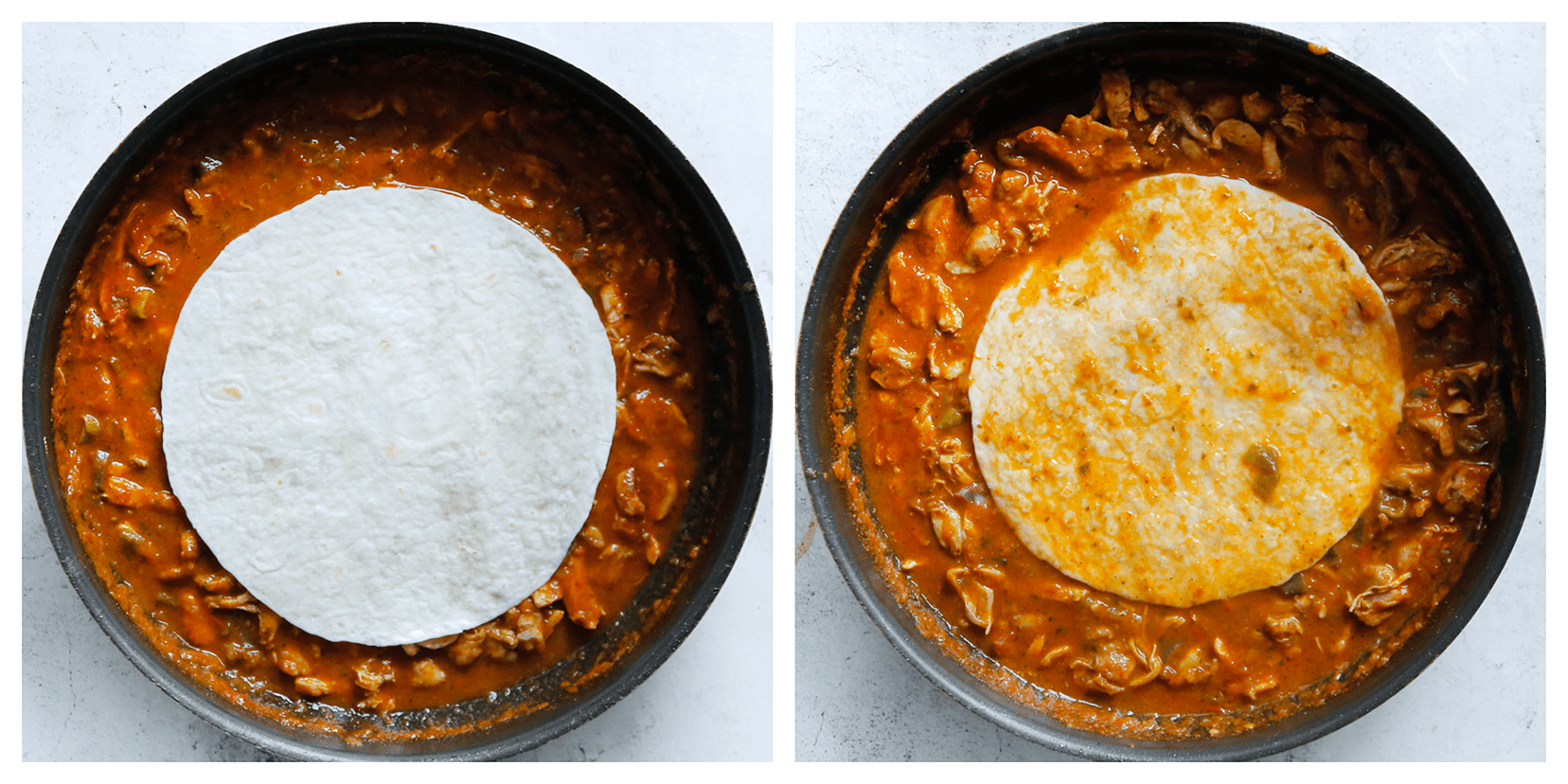 Wrap door de tomatensaus halen