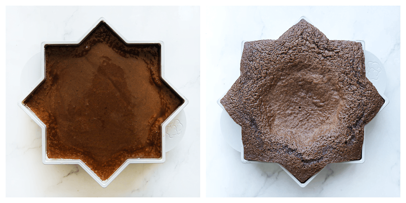 Cakebeslag voor de oreotaart bakken in de oven