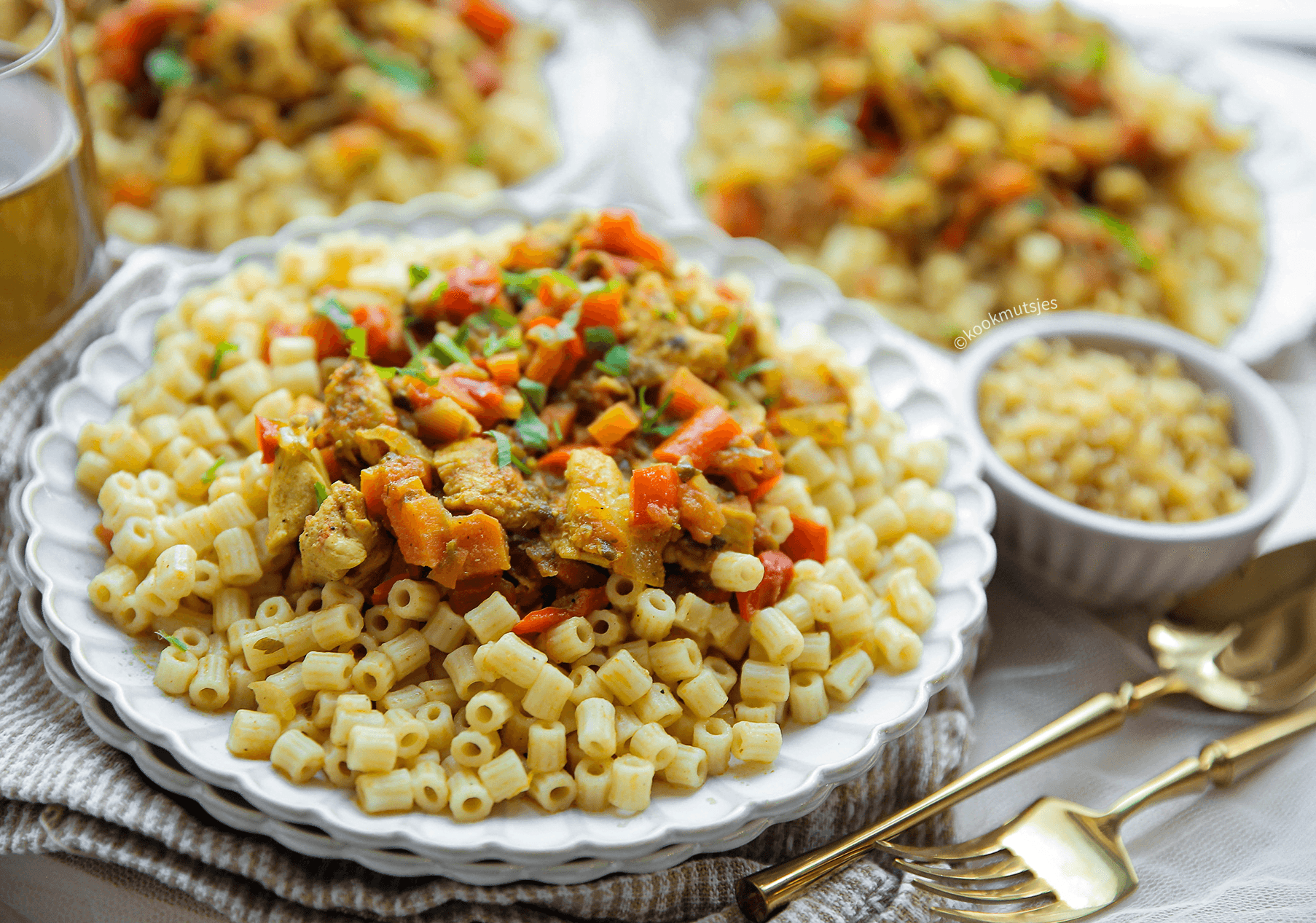 Ditalini met kip en groenten Kookmutsjes