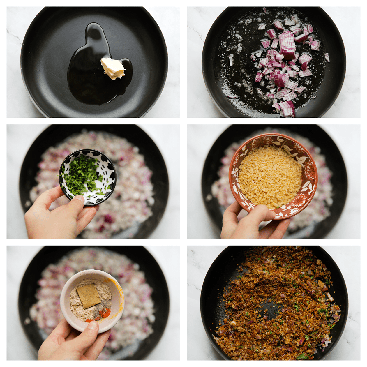 Groenten samen bakken met bulgur en verse kruiden