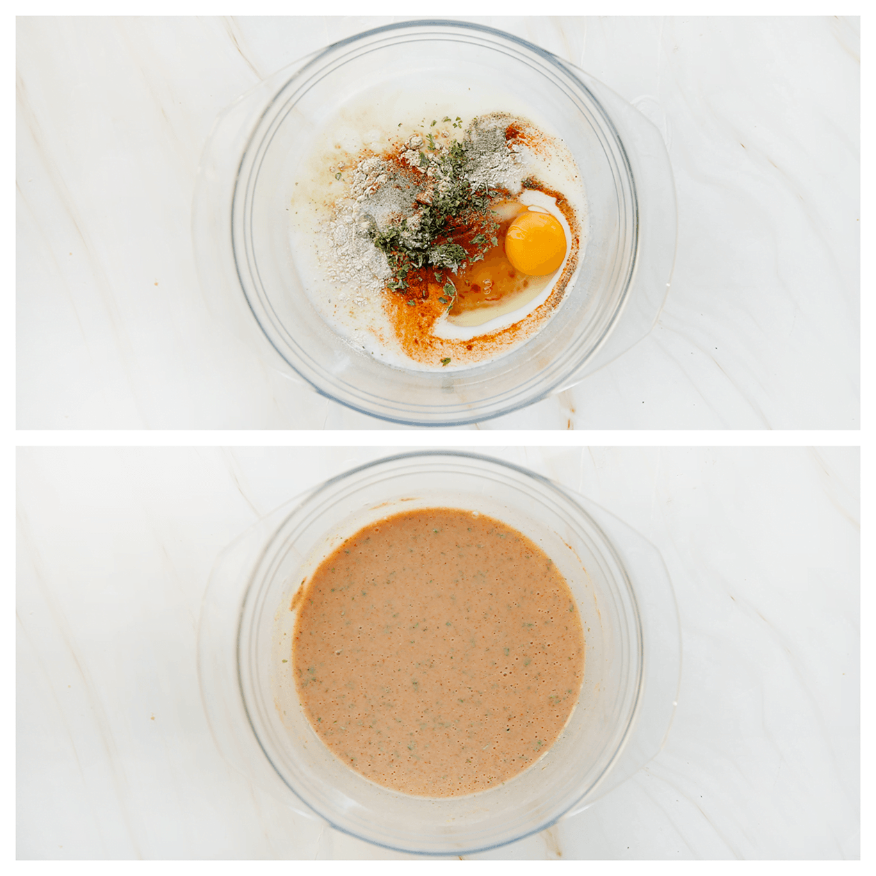 Karnemelkmengsel mengen in een diepe kom