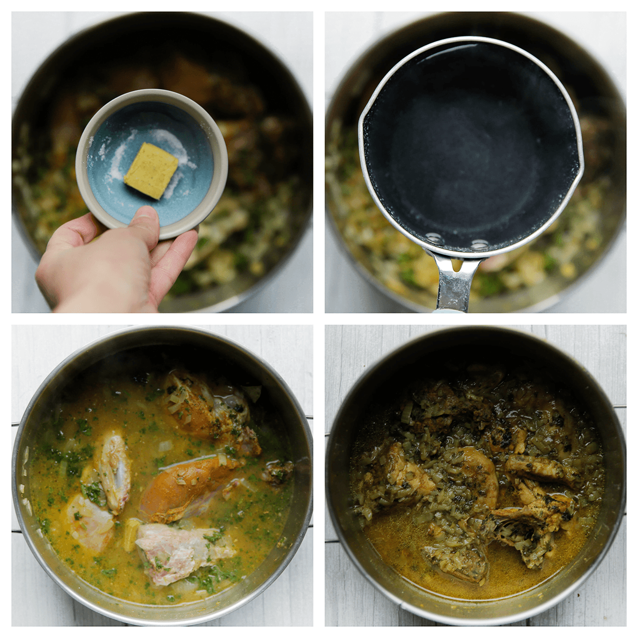 Kipmengsel gaar koken in water met kippenbouillon