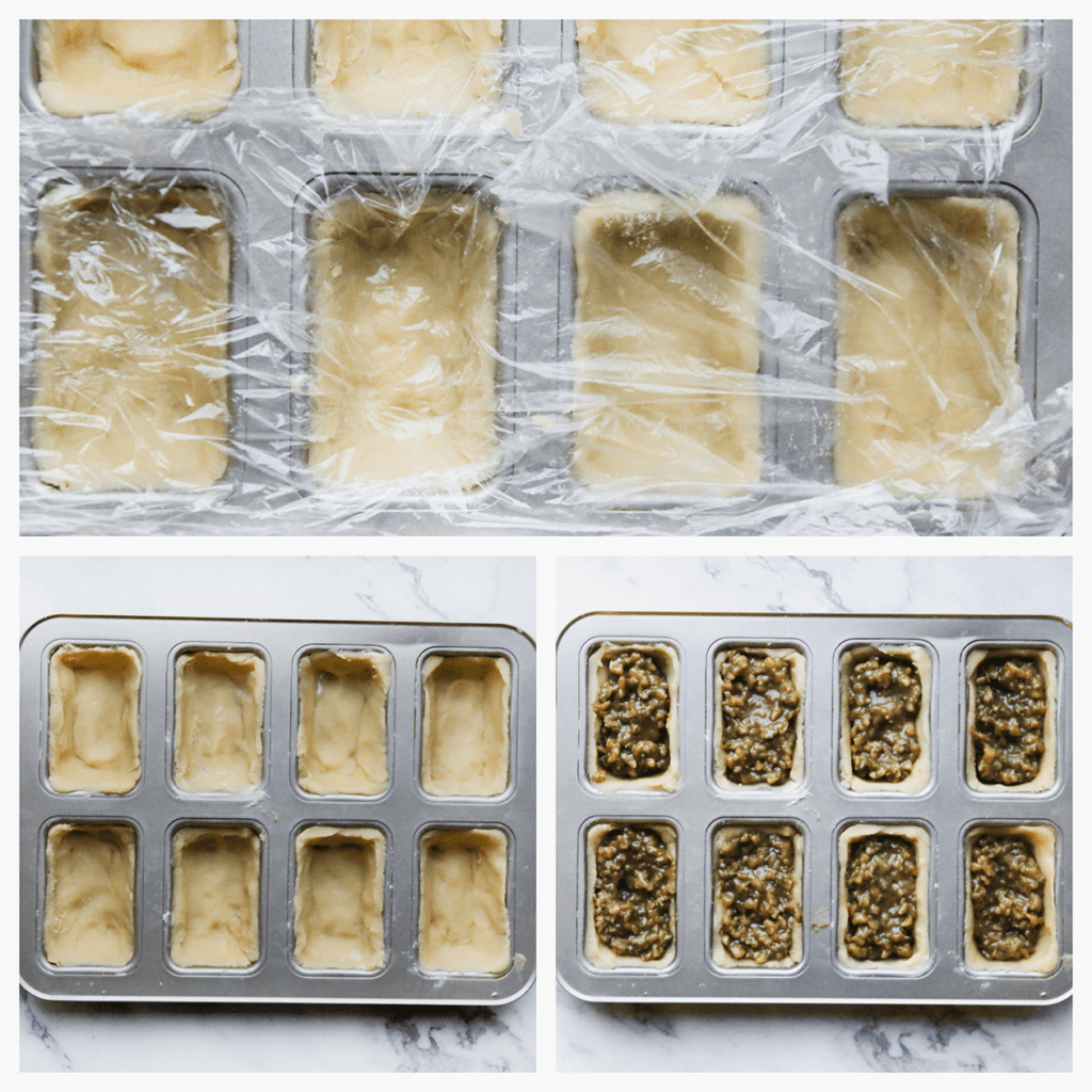 Verdeel het walnotenmengsel over het koekjesdeeg.