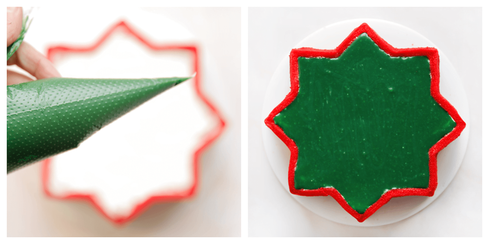 Groene chocolade topping spuiten over de Marokko taart