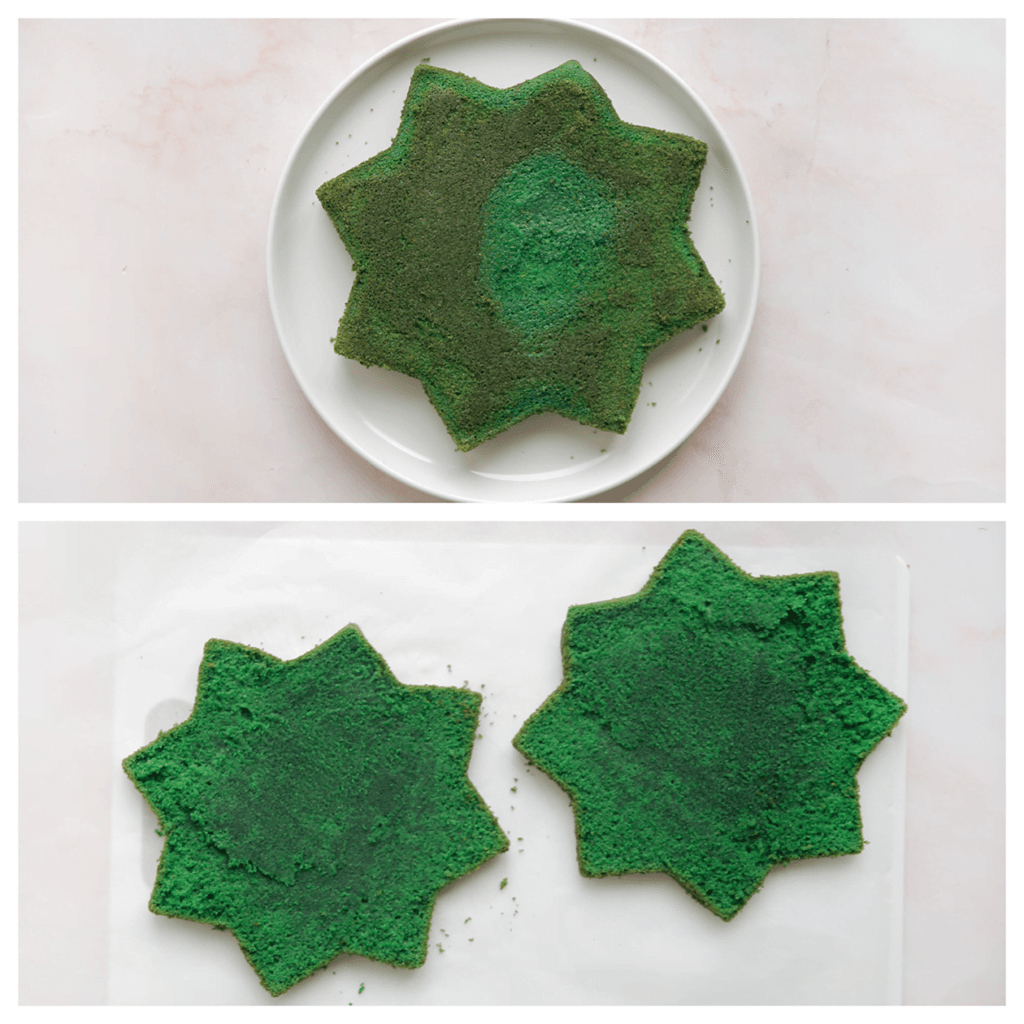 Snijd de groene ster doormidden.