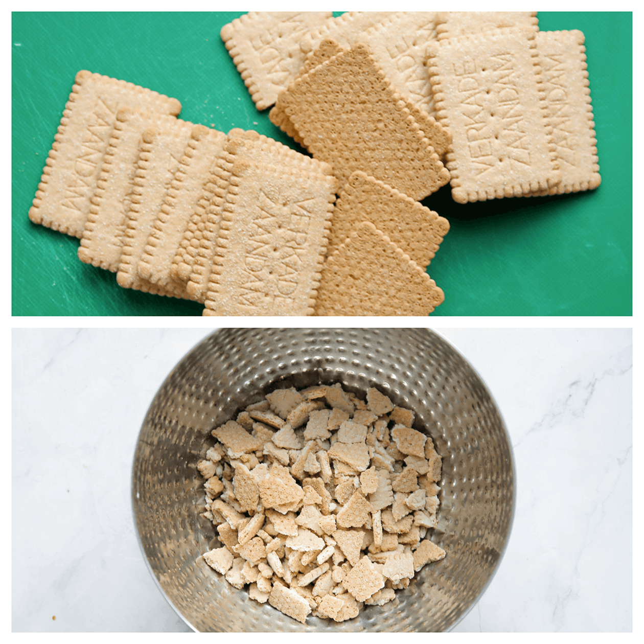 Kokos koekjes in stukken hakken