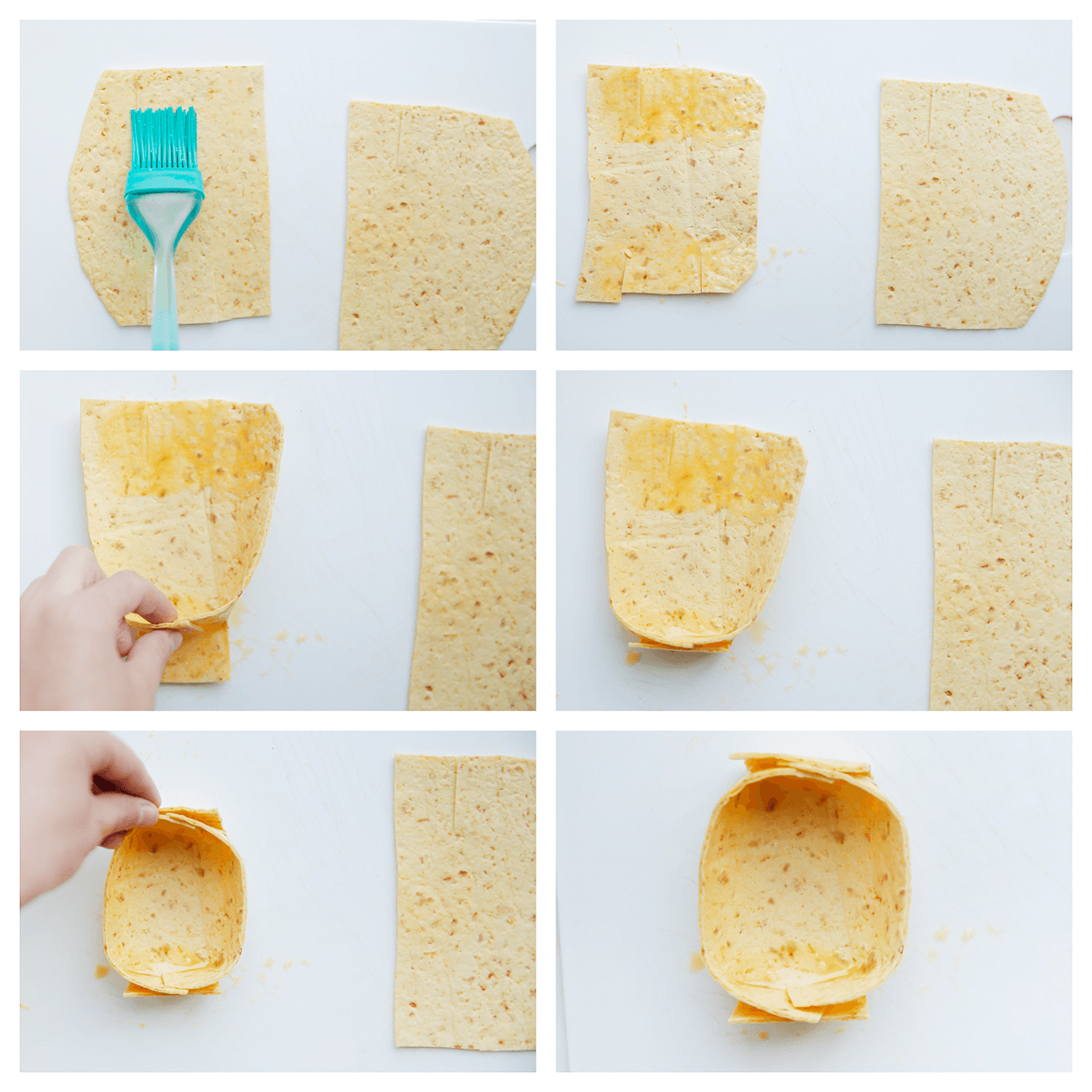 Tortilla cups dichtvouwen