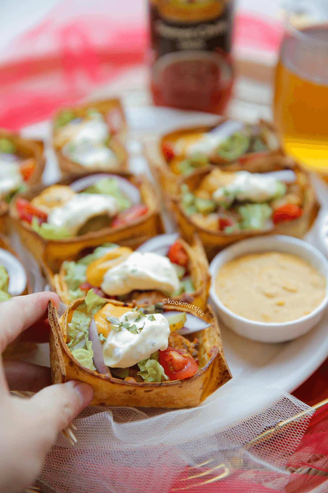 Tortilla cups met kip eindresultaat Kookmutsjes