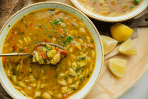 Vissoep met orzo Kookmutsjes