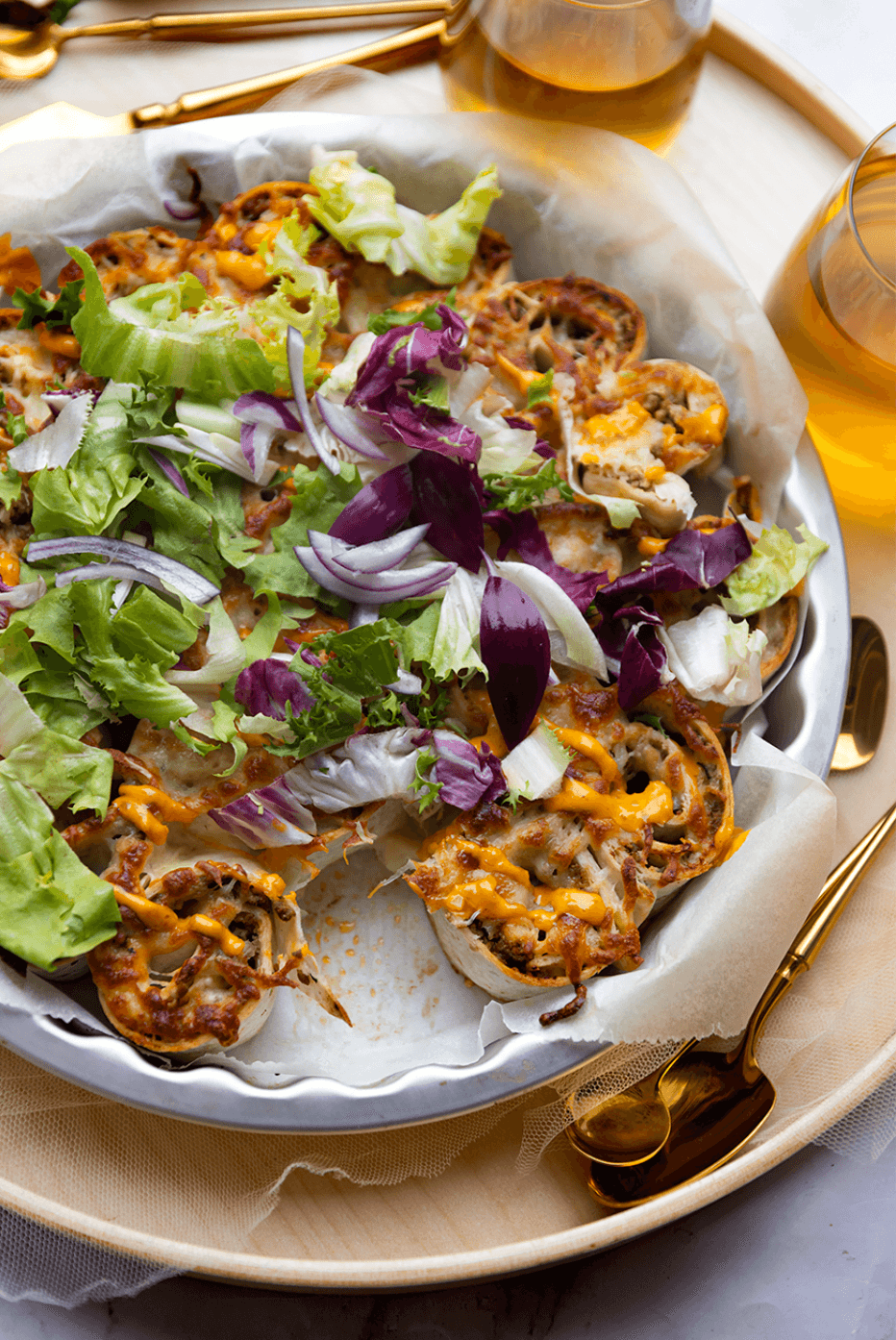 Wraprolls met gehakt Kookmutsjes eindresultaat