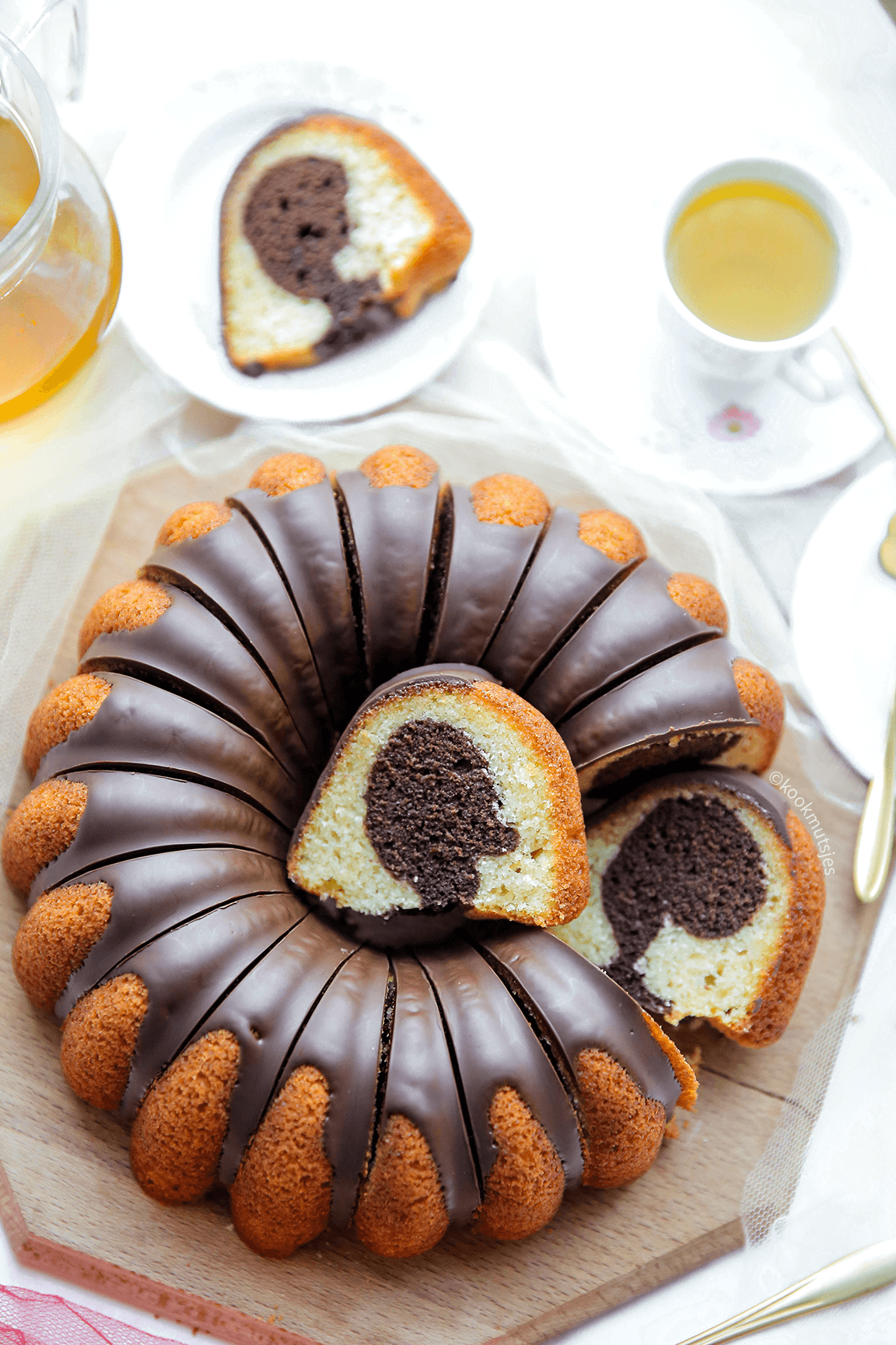 Bananencake met chocolade eindresultaat