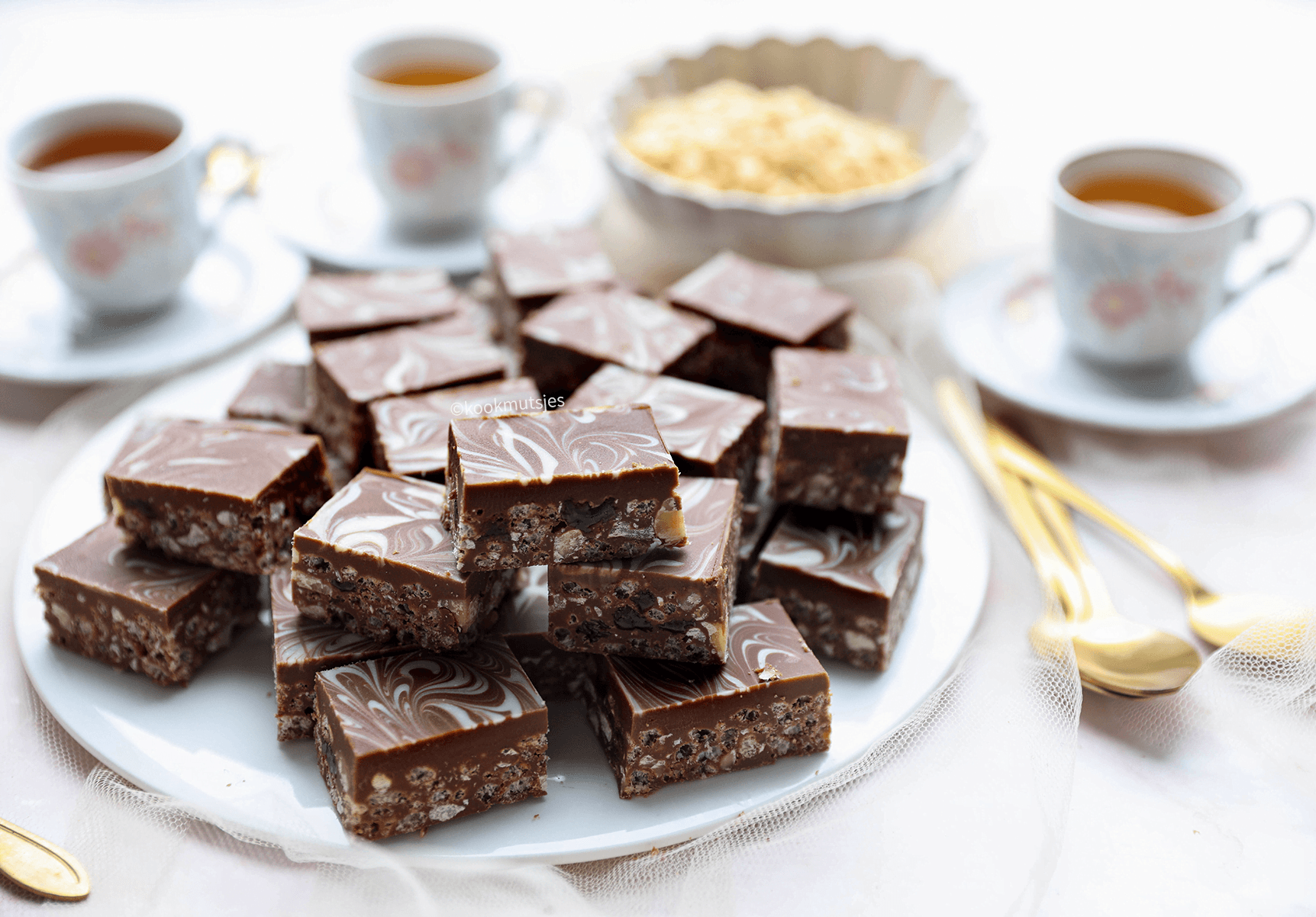 Crispy marmerkoekjes no bake Kookmutsjes