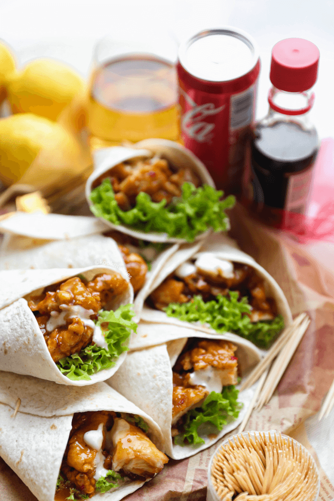 Honet chicken wrap eindresultaat Kookmutsjes