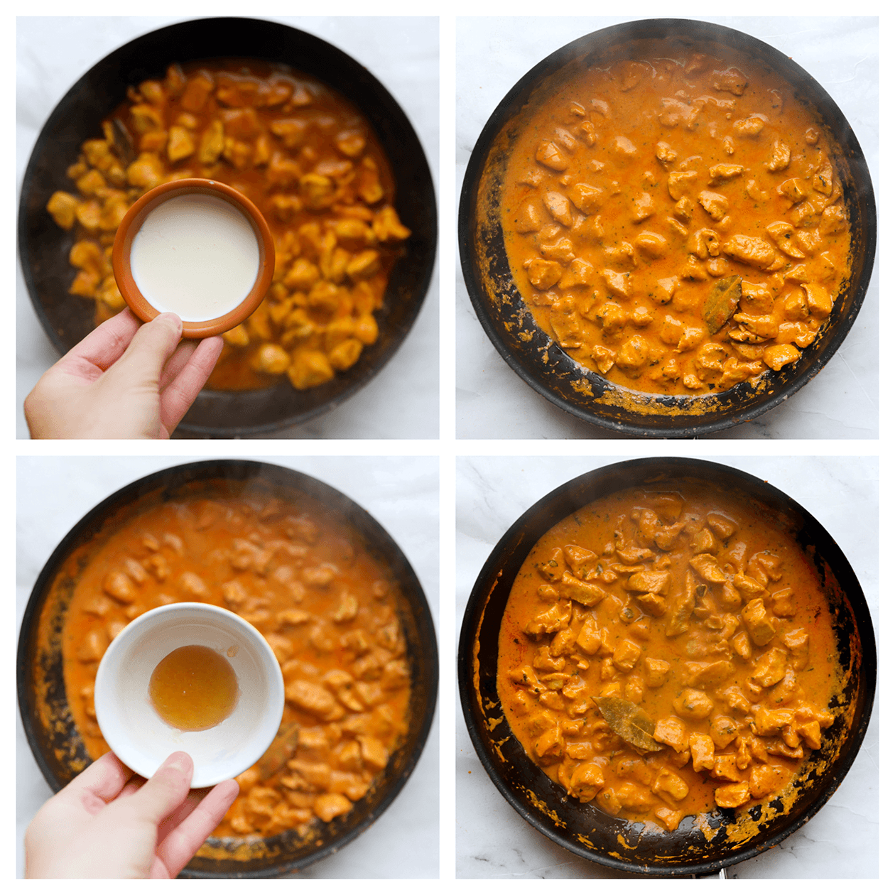 Kip verder koken in een romige saus