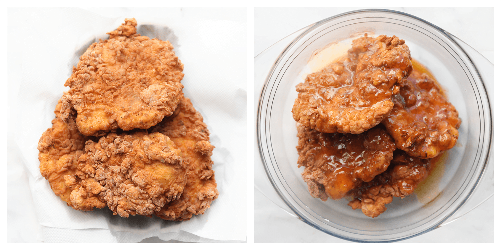 Krokante kip mengen met saus