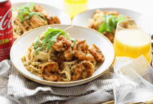 Linguine met garnalen Kookmutsjes