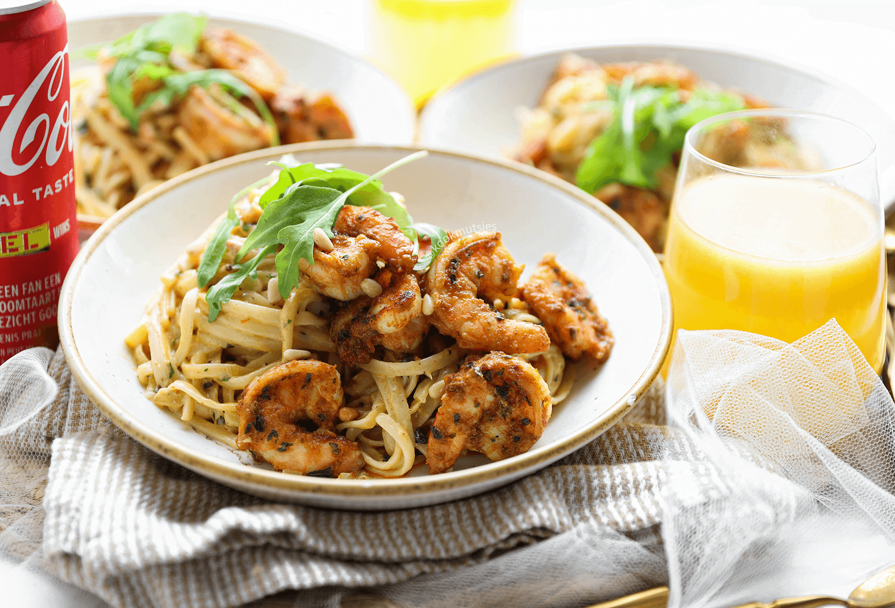 Linguine met garnalen Kookmutsjes