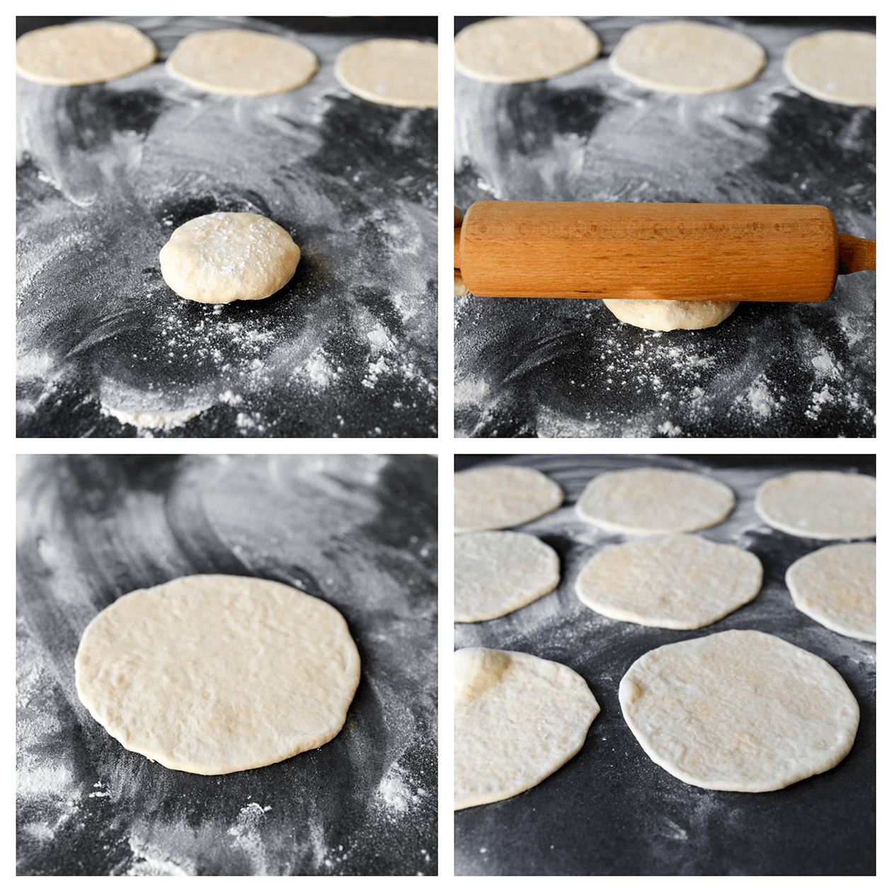 Naan gevuld met kaas met een deegroller plat rollen