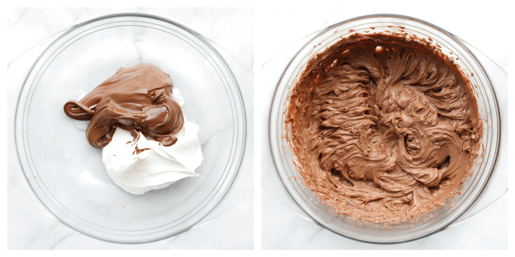 Doe de mascarpone samen met de Nutella in een kom. Mix tot een gladde massa.