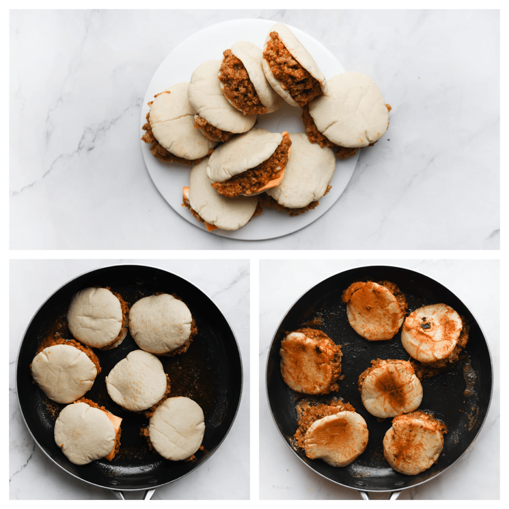 Verhit de roomboter in een koekenpan op middelhoog vuur. Voeg de pitabroodjes toe en bak aan beide kanten mooi goudbruin.