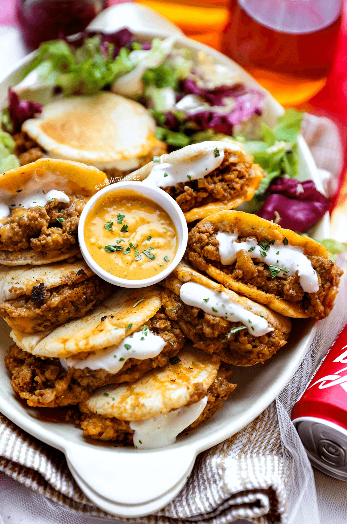 Pita broodjes met gehaktvulling eindresultaat