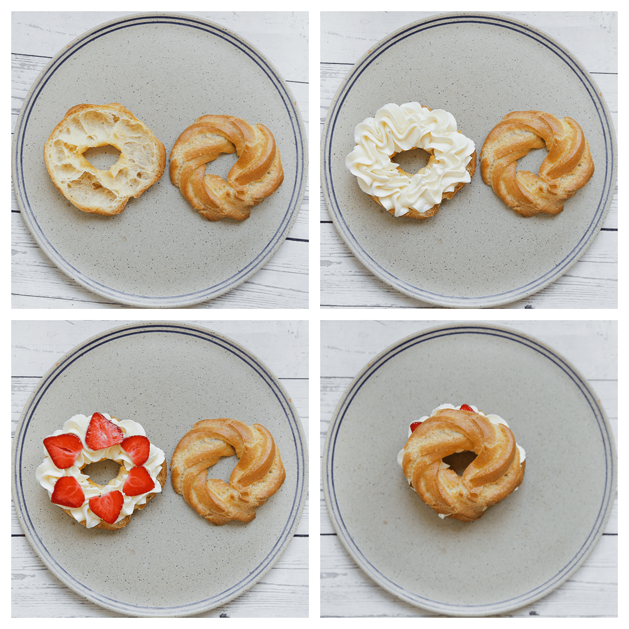 Soesjesdeeg vullen met room en aardbei