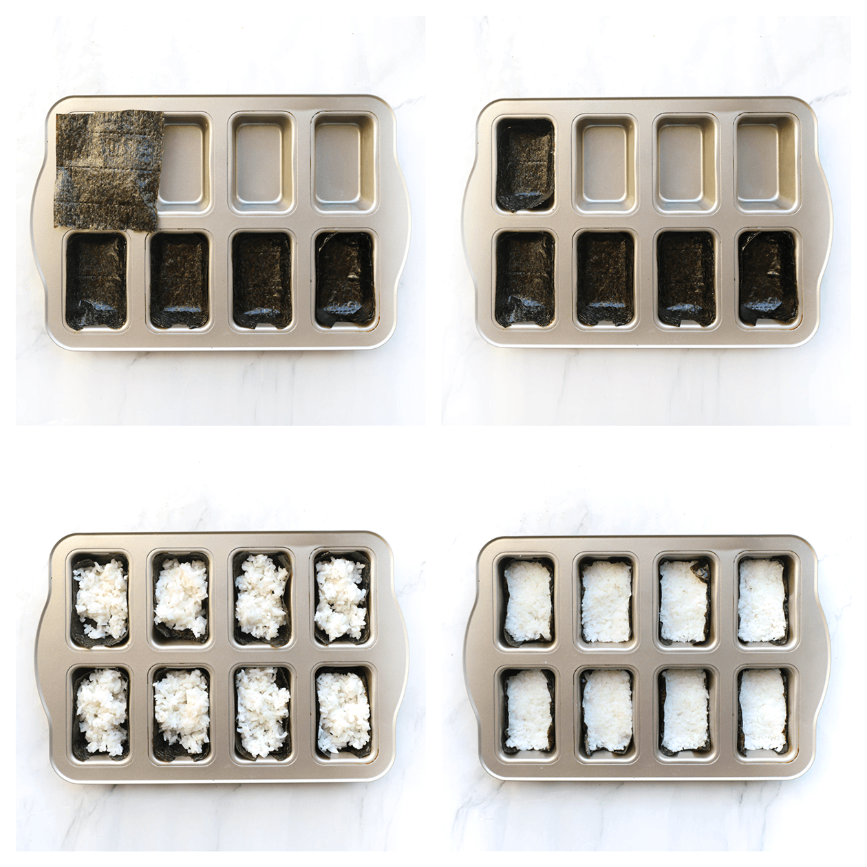 Sushi bodem maken in de 8-vaks bakvorm