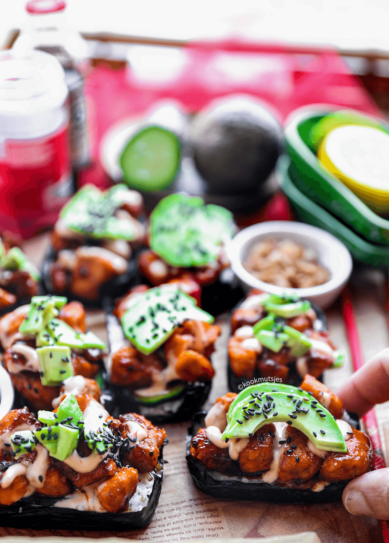 Sushi hapjes eindresultaat Kookmutsjes