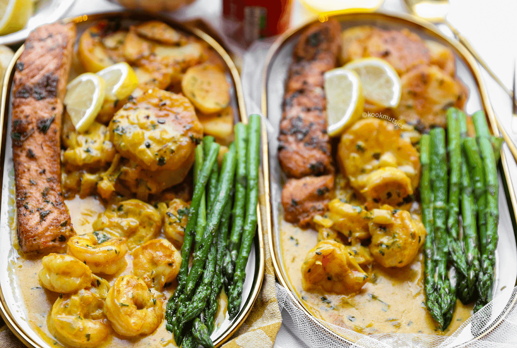 Garnalen met zalm Kookmutsjes