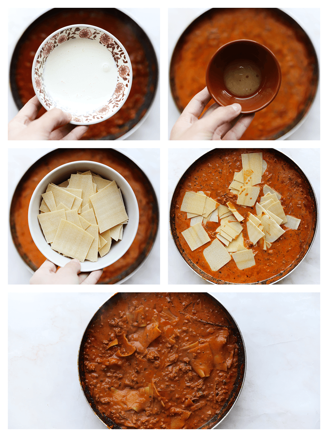 Saus mengen met room, lasagnebladen tot dit zacht is