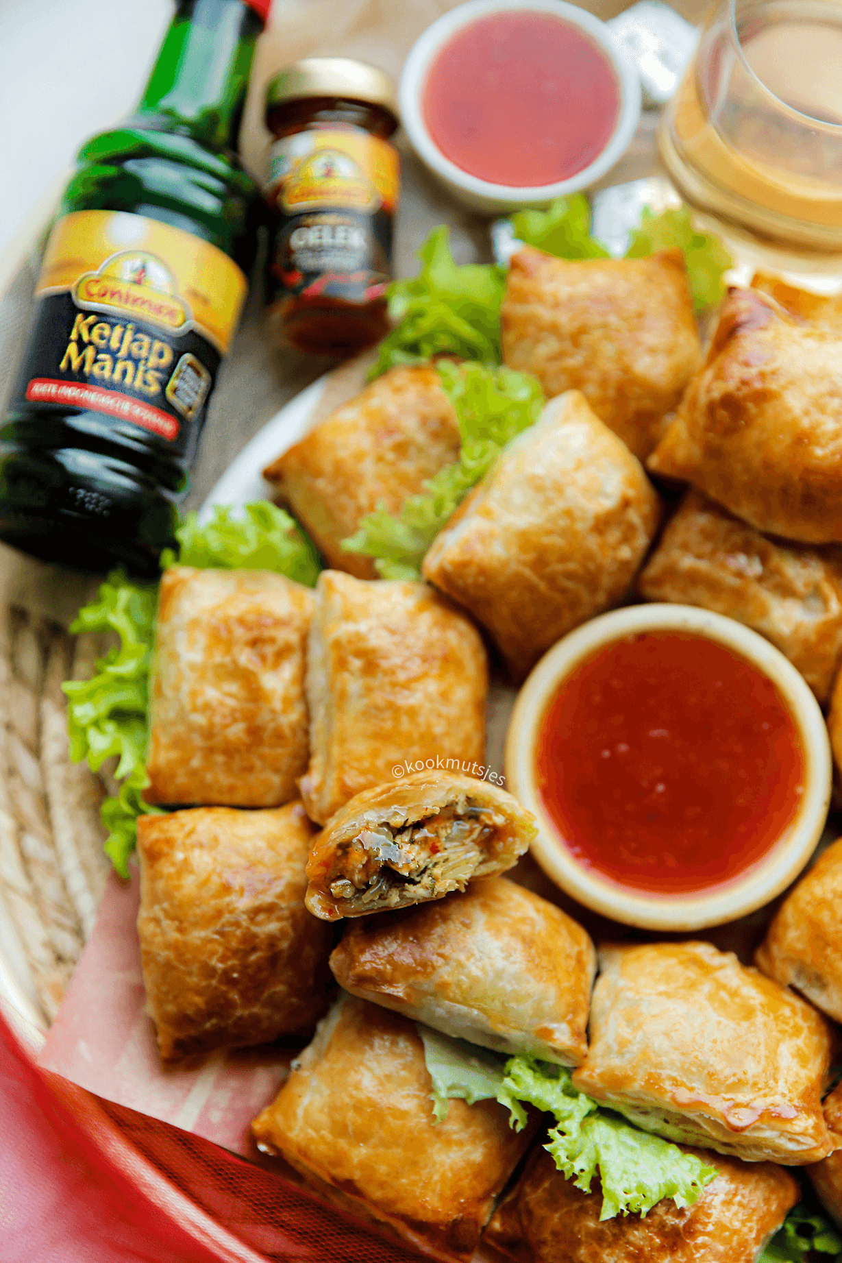 Kip bladerdeeghapjes eindresultaat Kookmutsjes