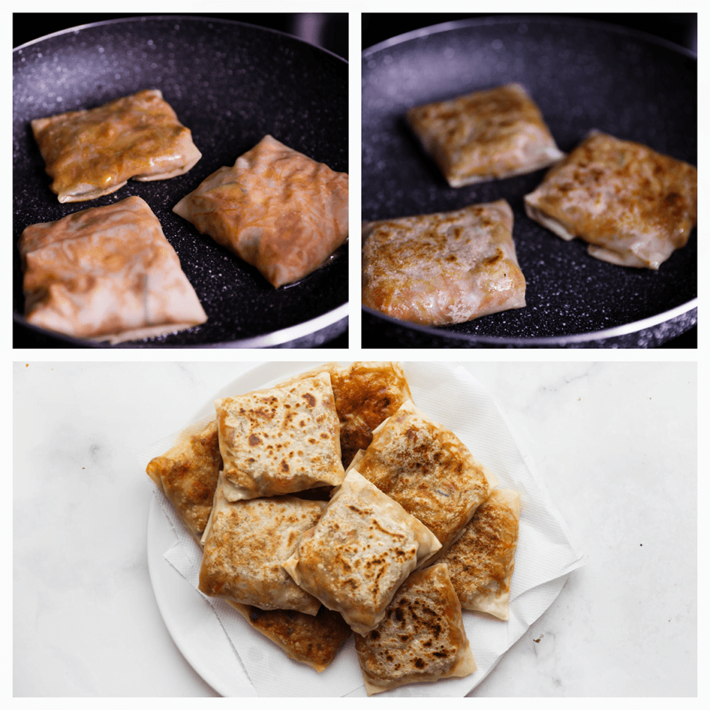 Verhit lichtjes wat zonnebloemolie in een koekenpan op middelhoog vuur. Bak 2 minuten aan elke kant of tot het mooi goudbruin is gekleurd.