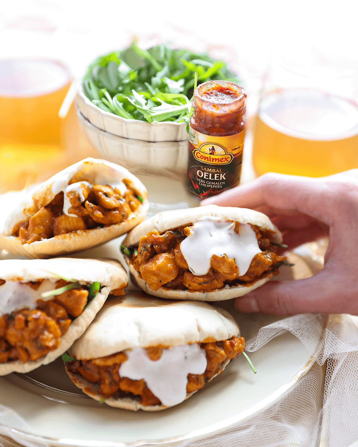 Pitabroodjes met spicy kip