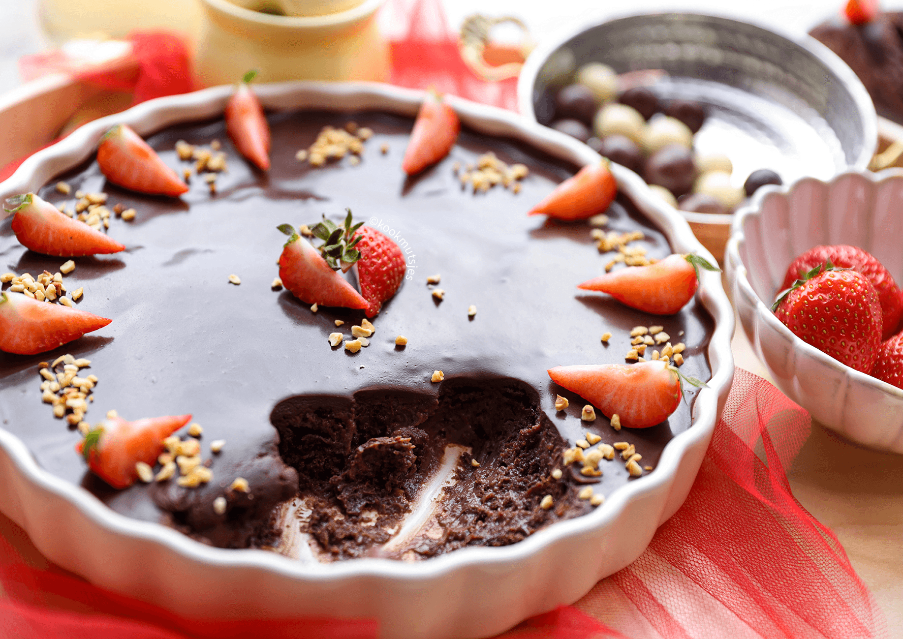 Chocolade dessert in schaal Kookmutsjes