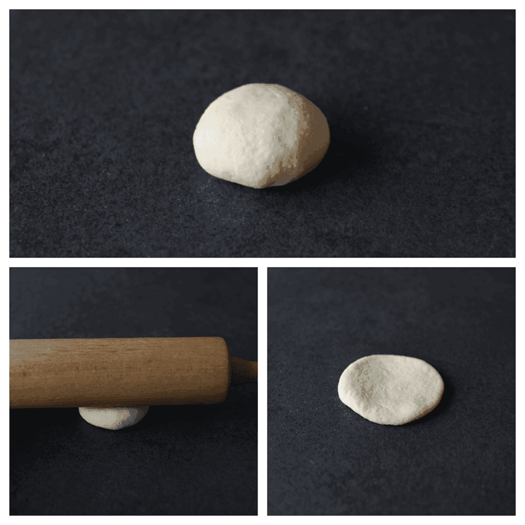 Gebruik een deegroller om de bolletjes plat te maken.