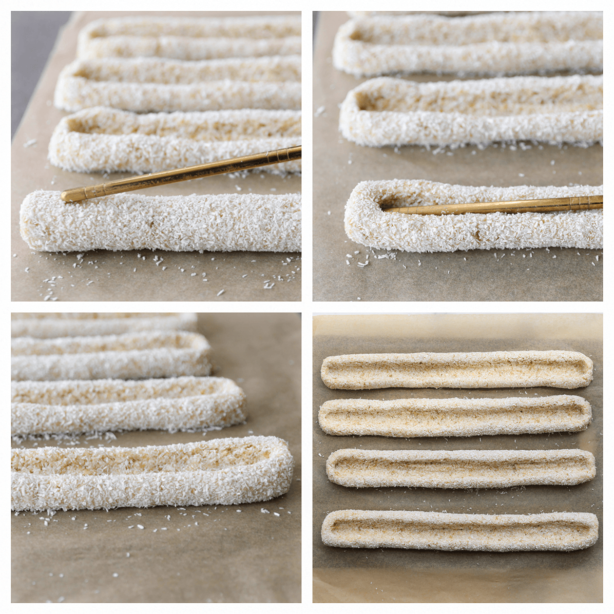 Een diepe gat maken in het koekmengsel