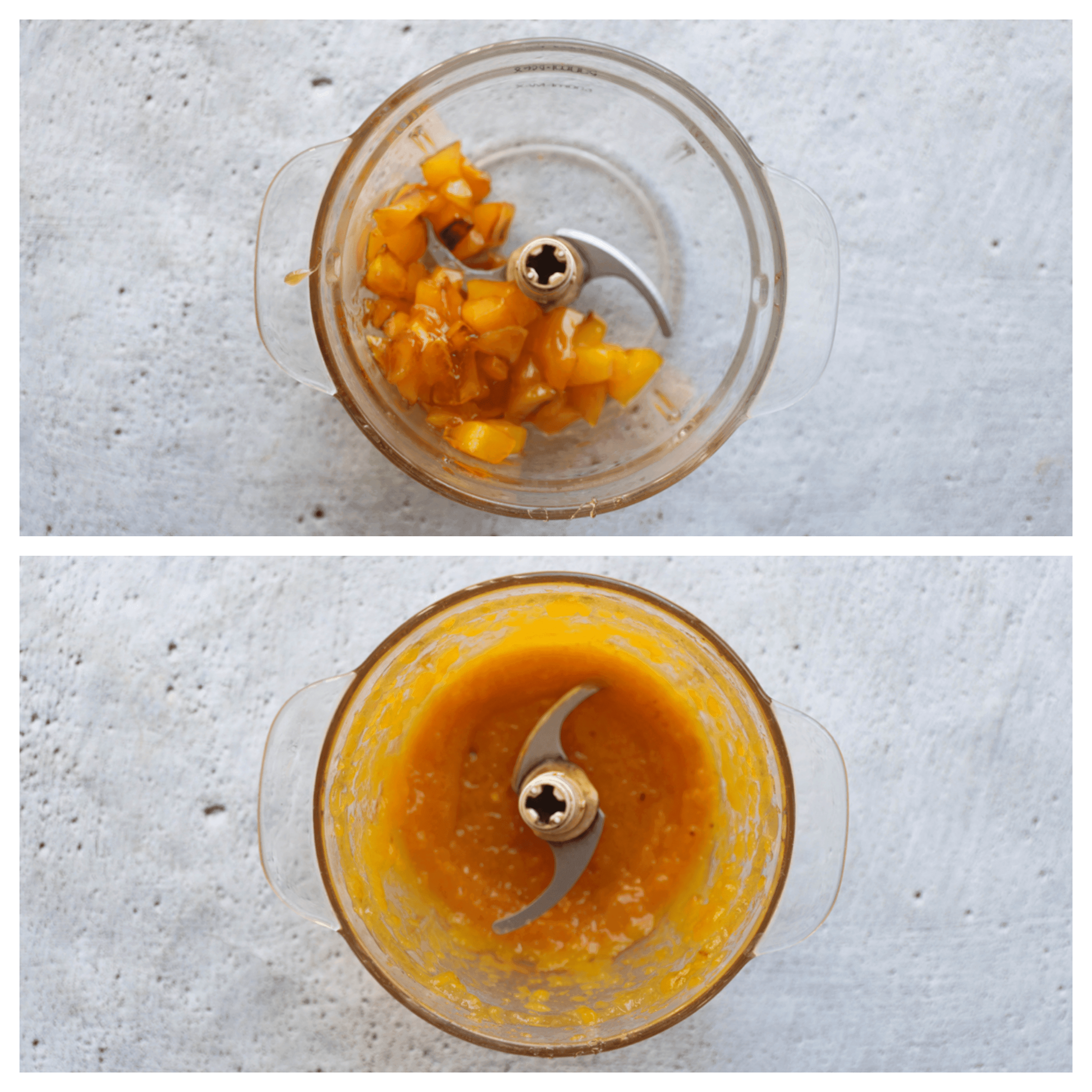 Gebakken mango fijnmalen