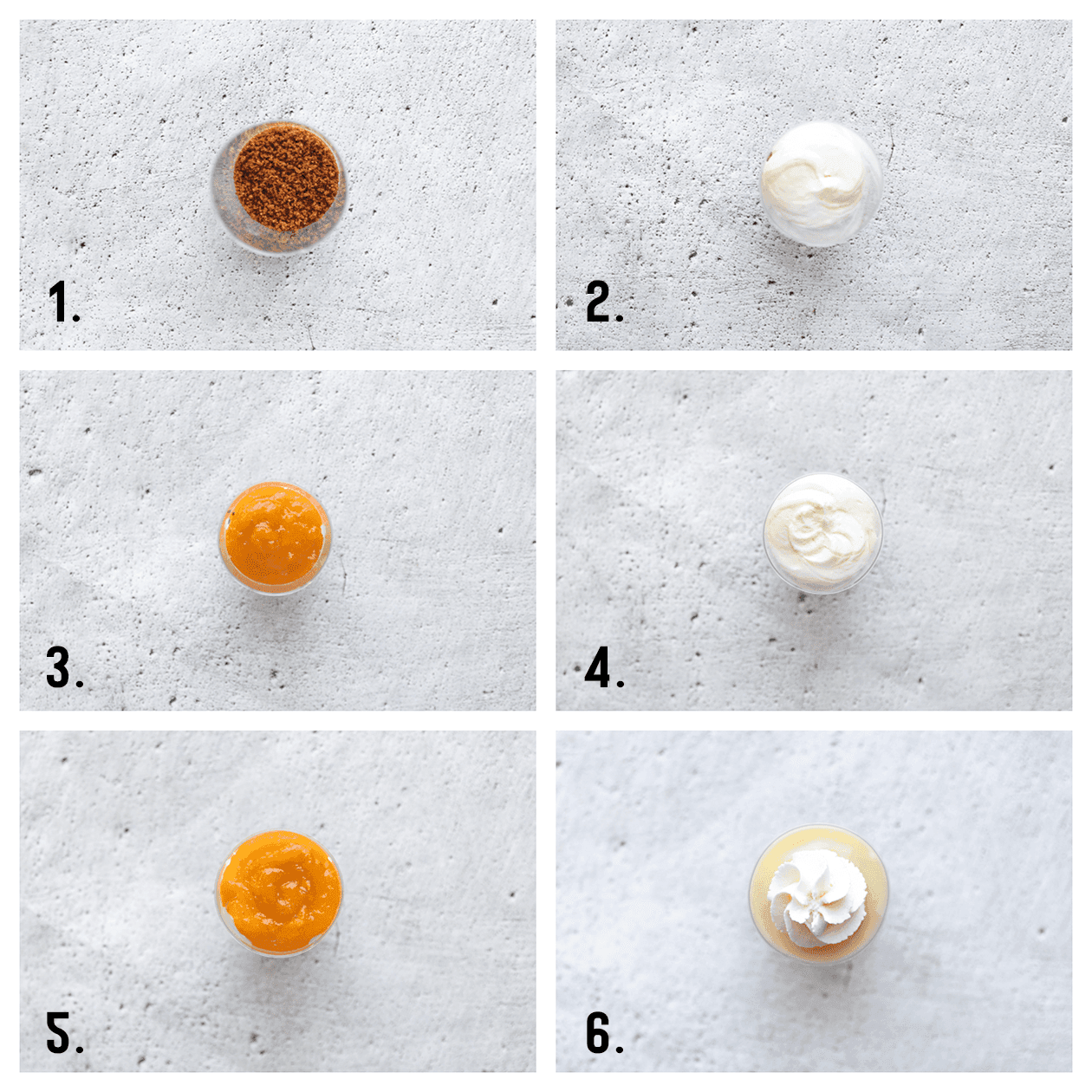 Glas vullen met koek, room, mangomengsel en garneren kopiëren