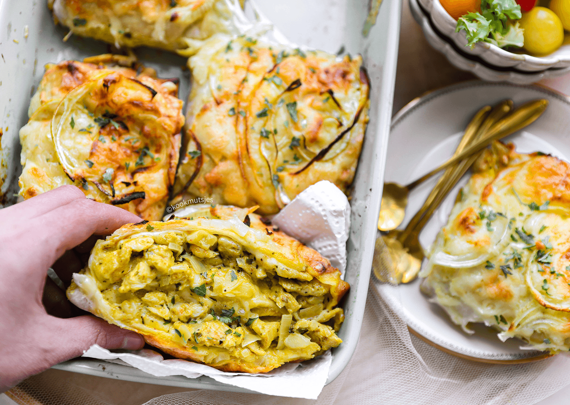 Cheese Onion Chicken Wraps