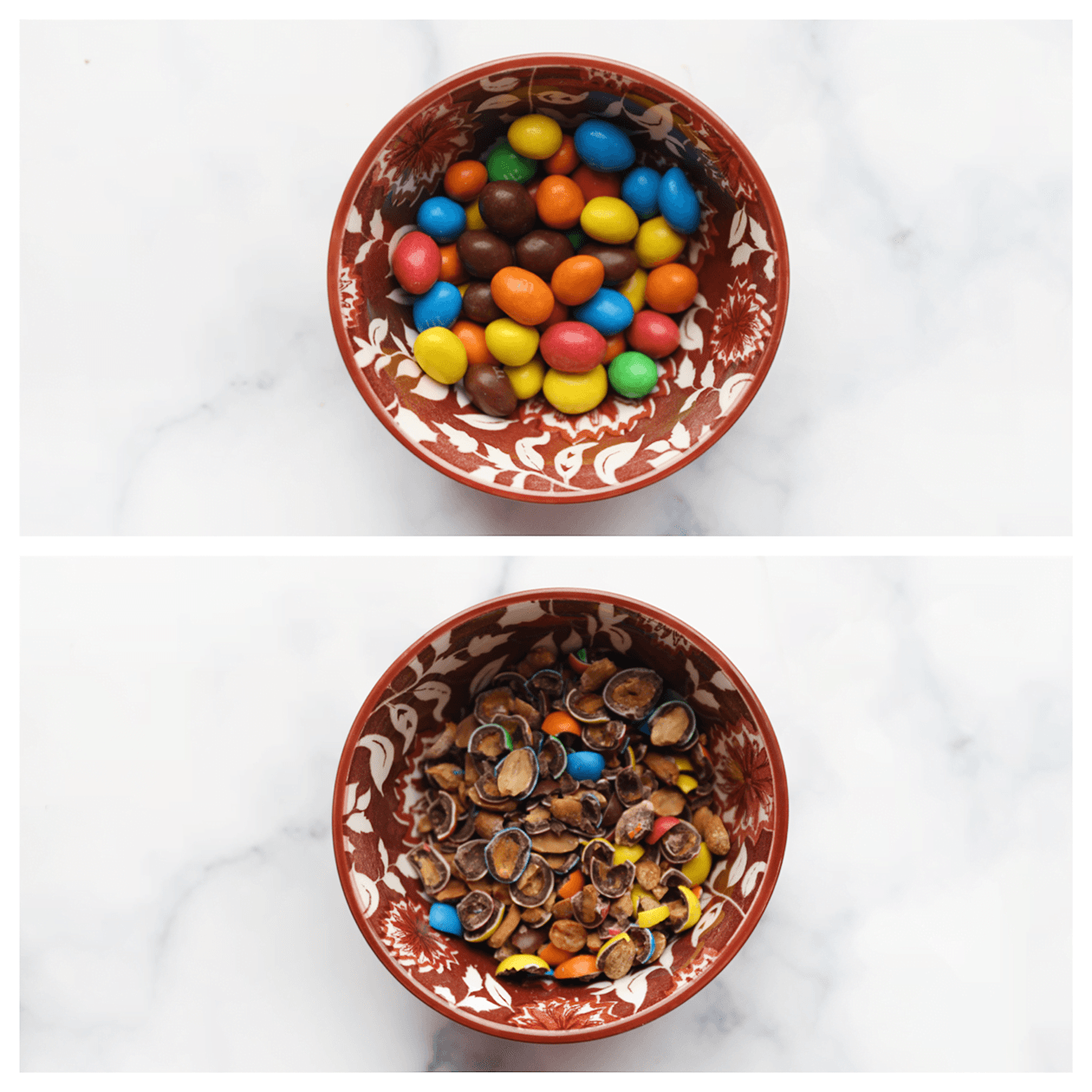 M&M in stukjes hakken