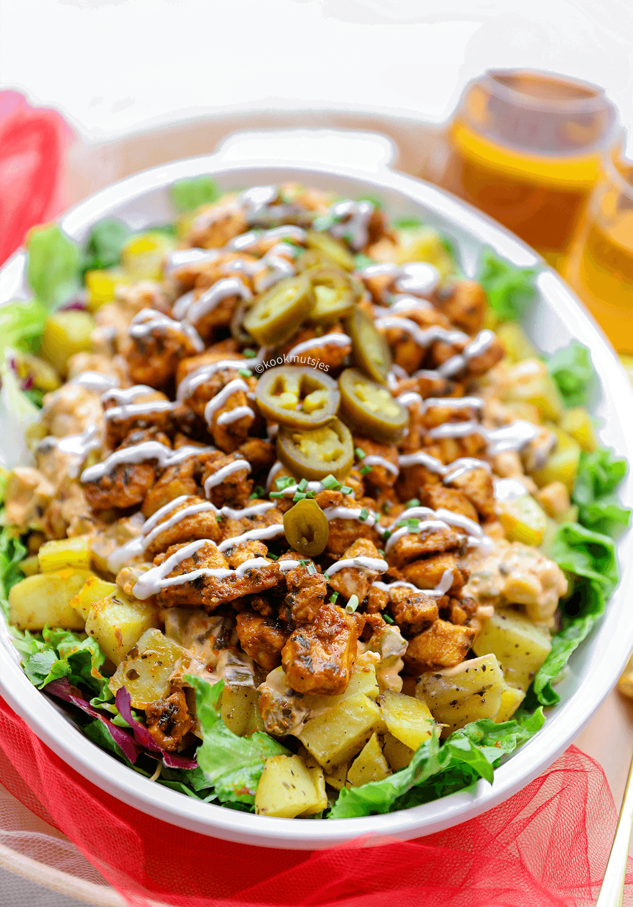 Pittige kipsalade eindresultaat Kookmutsjes