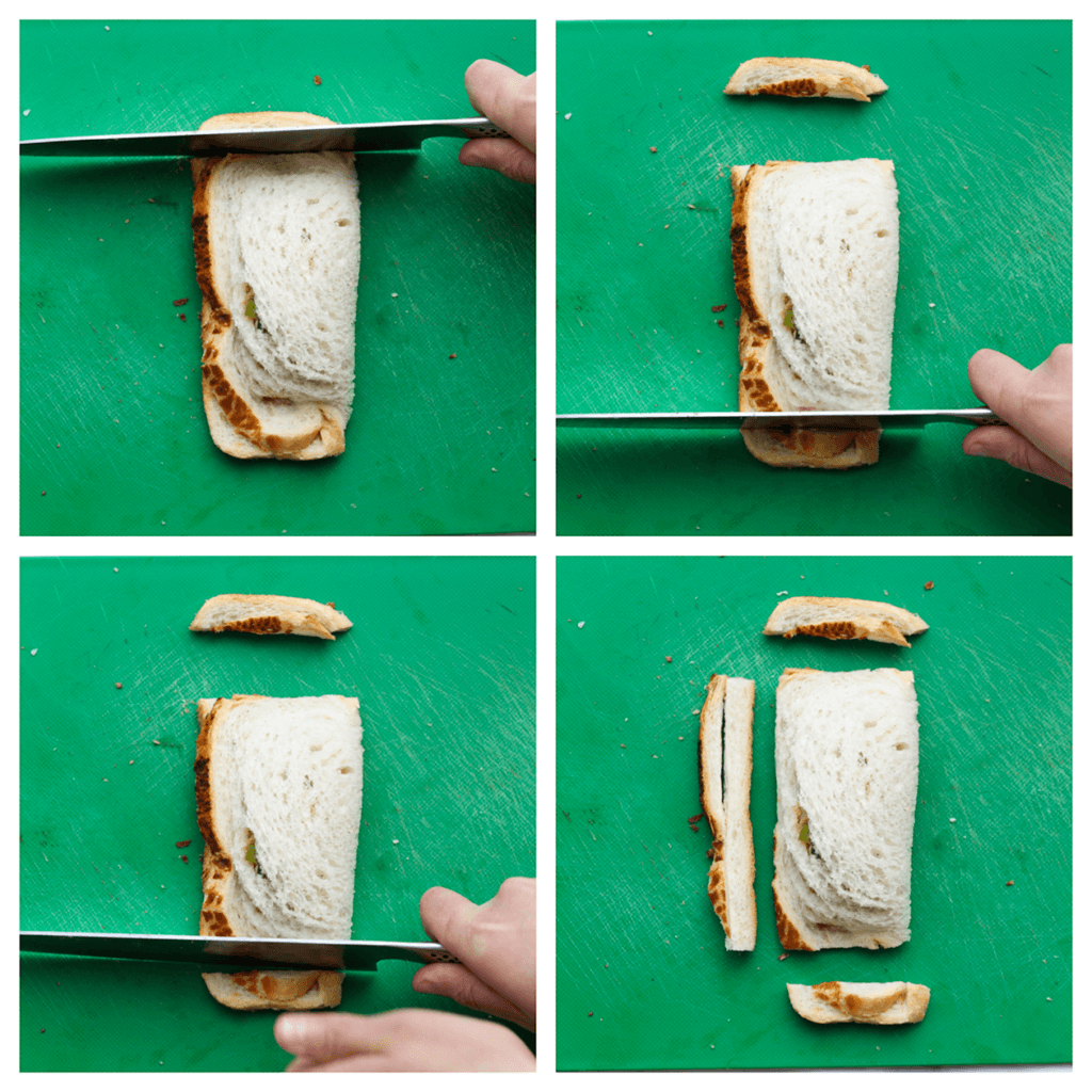 Snijd de randen weg.